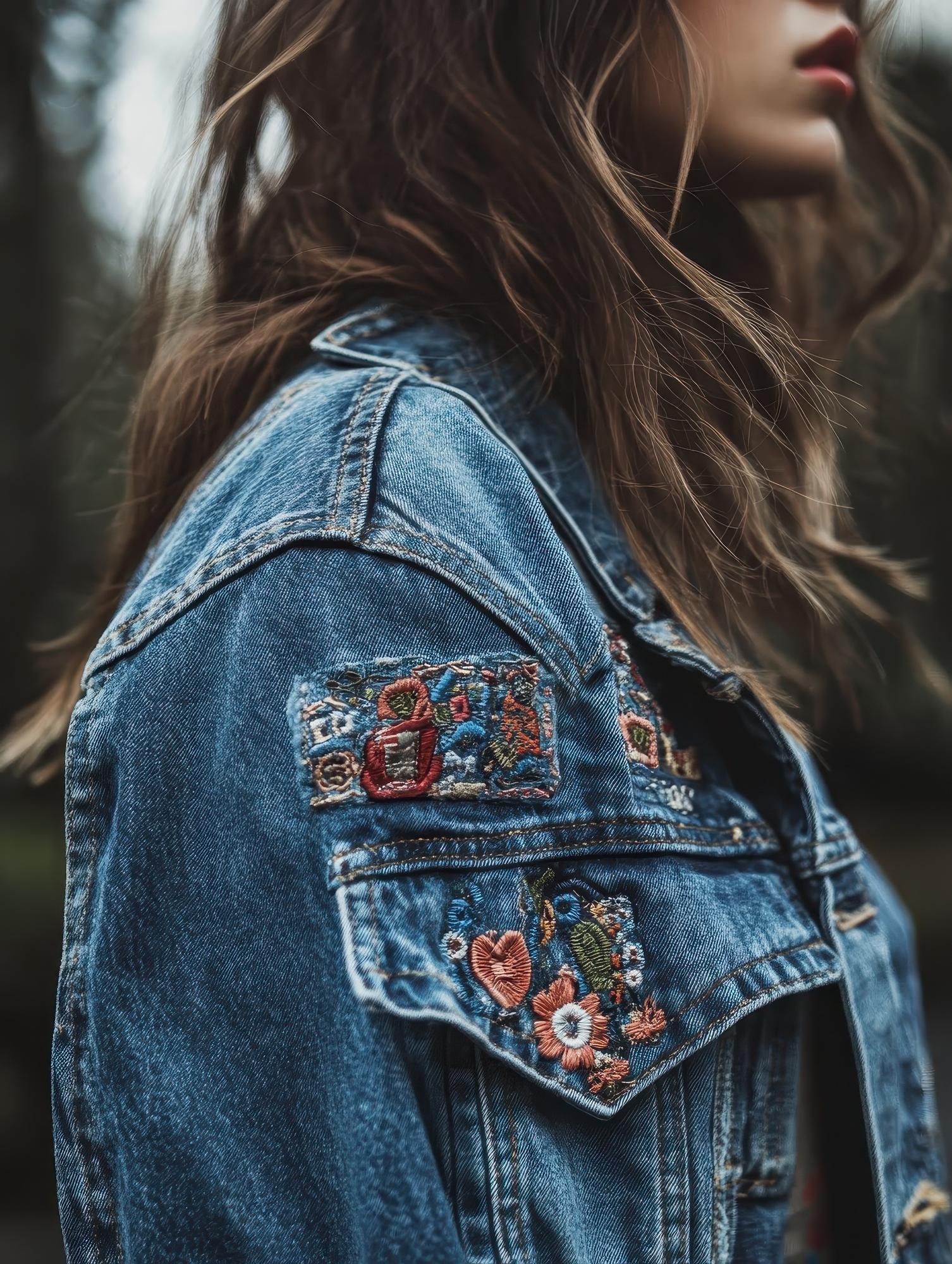 large editorial shot of embroidered jacket